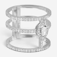Messika Glam'Azone 18K White Gold Diamond Wide Band Ring Sz. 6.5 04871-WG-53