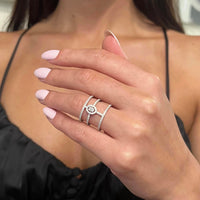 Messika Glam'Azone 18K White Gold Diamond Wide Band Ring Sz. 6.5 04871-WG-53