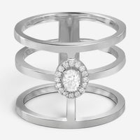 Messika Glam'Azone 3 Row 18K White Gold Diamond Band Ring Sz. 6.5 06312-WG-53