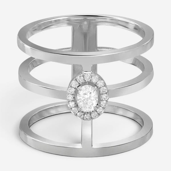 Messika Glam'Azone 3 Row 18K White Gold Diamond Band Ring Sz. 6.5 06312-WG-53