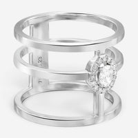 Messika Glam'Azone 3 Row 18K White Gold Diamond Band Ring Sz. 6.5 06312-WG-53