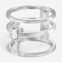 Messika Glam'Azone 3 Row 18K White Gold Diamond Band Ring Sz. 6.5 06312-WG-53