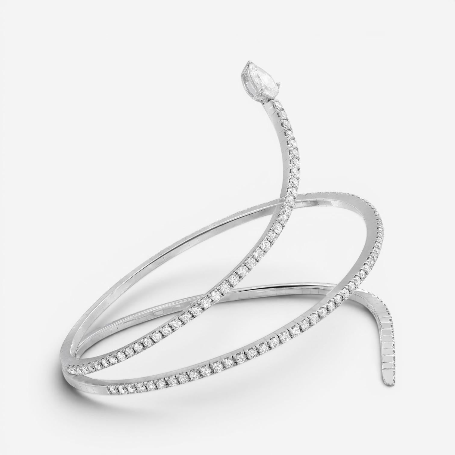 Messika Snake Skinny 18K White Gold Diamond Wrap Cuff Bracelet 05335-WG-M