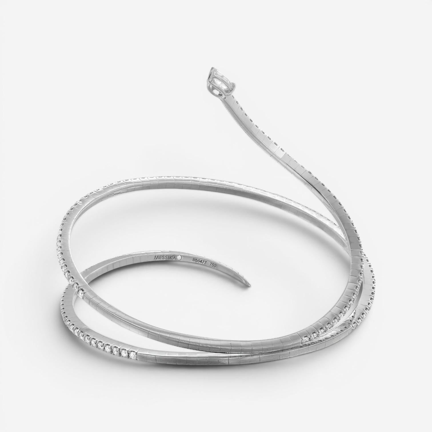 Messika Snake Skinny 18K White Gold Diamond Wrap Cuff Bracelet 05335-WG-M