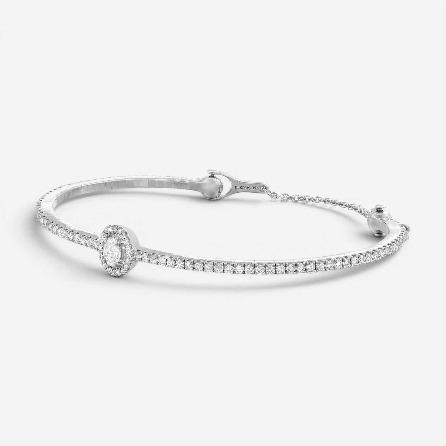 Messika Glam'Azone Skinny 18K White Gold Diamond Bangle Bracelet 06160-WG-M