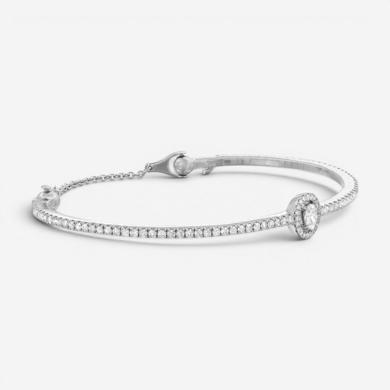 Messika Glam'Azone Skinny 18K White Gold Diamond Bangle Bracelet 06160-WG-M