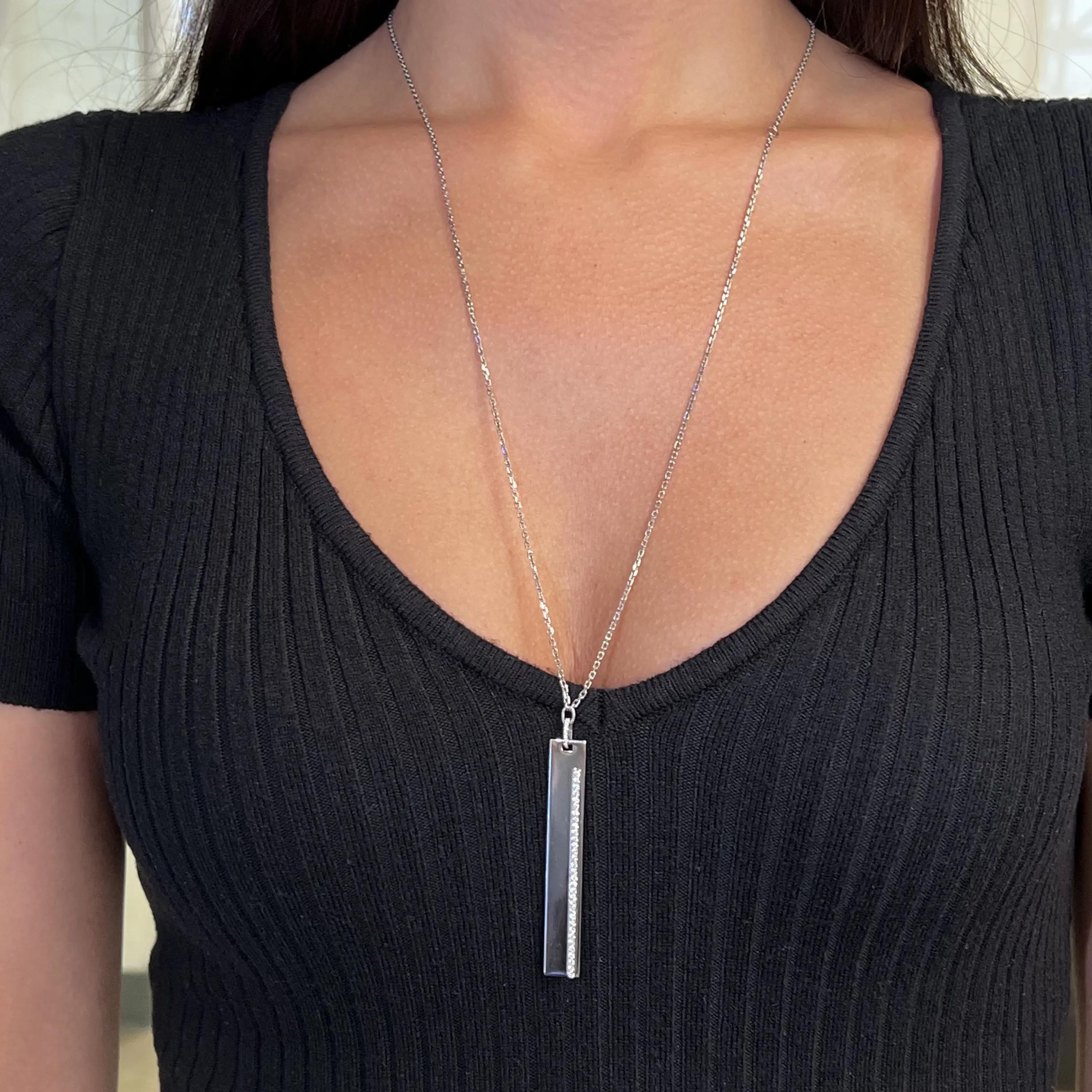Messika Sautoir Kate 18K White Gold Diamond Bar Pendant Necklace 05781-WG