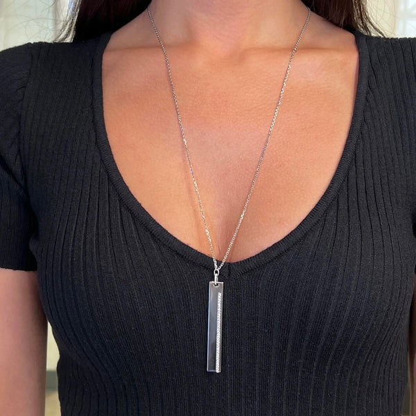 Messika Sautoir Kate 18K White Gold Diamond Bar Pendant Necklace 05781-WG