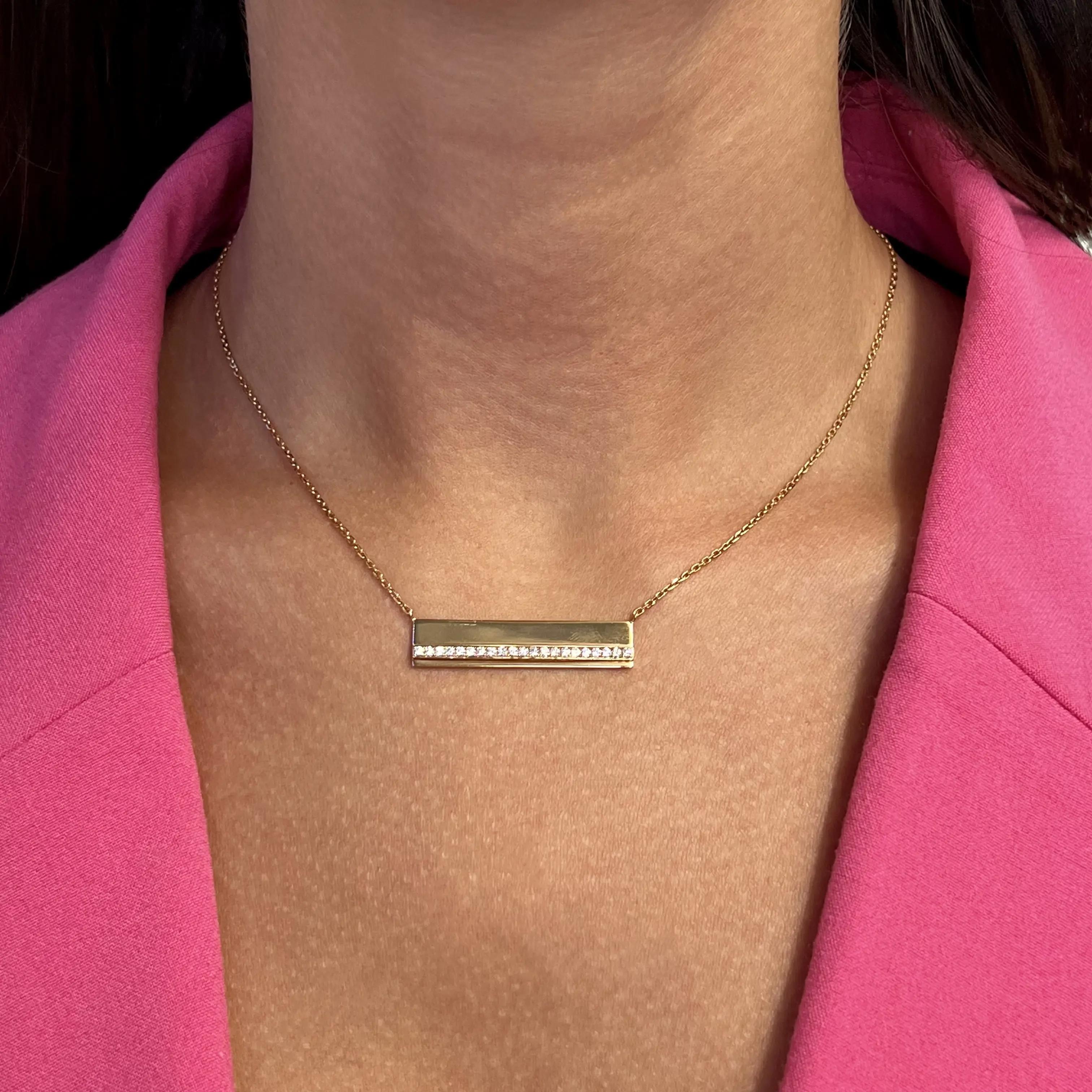 Messika Kate 18K Rose Gold Diamond Bar Pendant Necklace 05818-PG