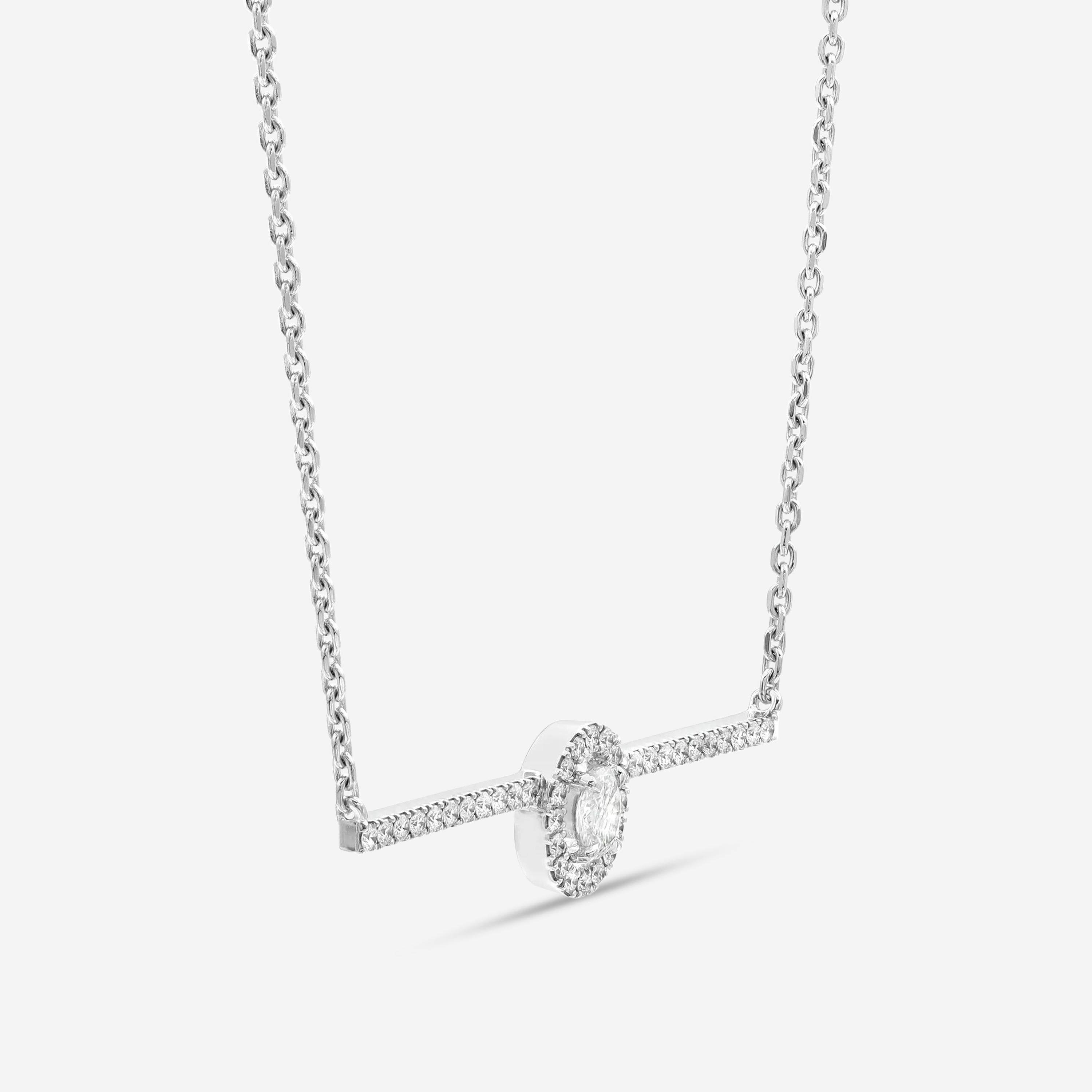 Messika Glam'Azone 18K White Gold Diamond Chain Bar Necklace 06139-WG
