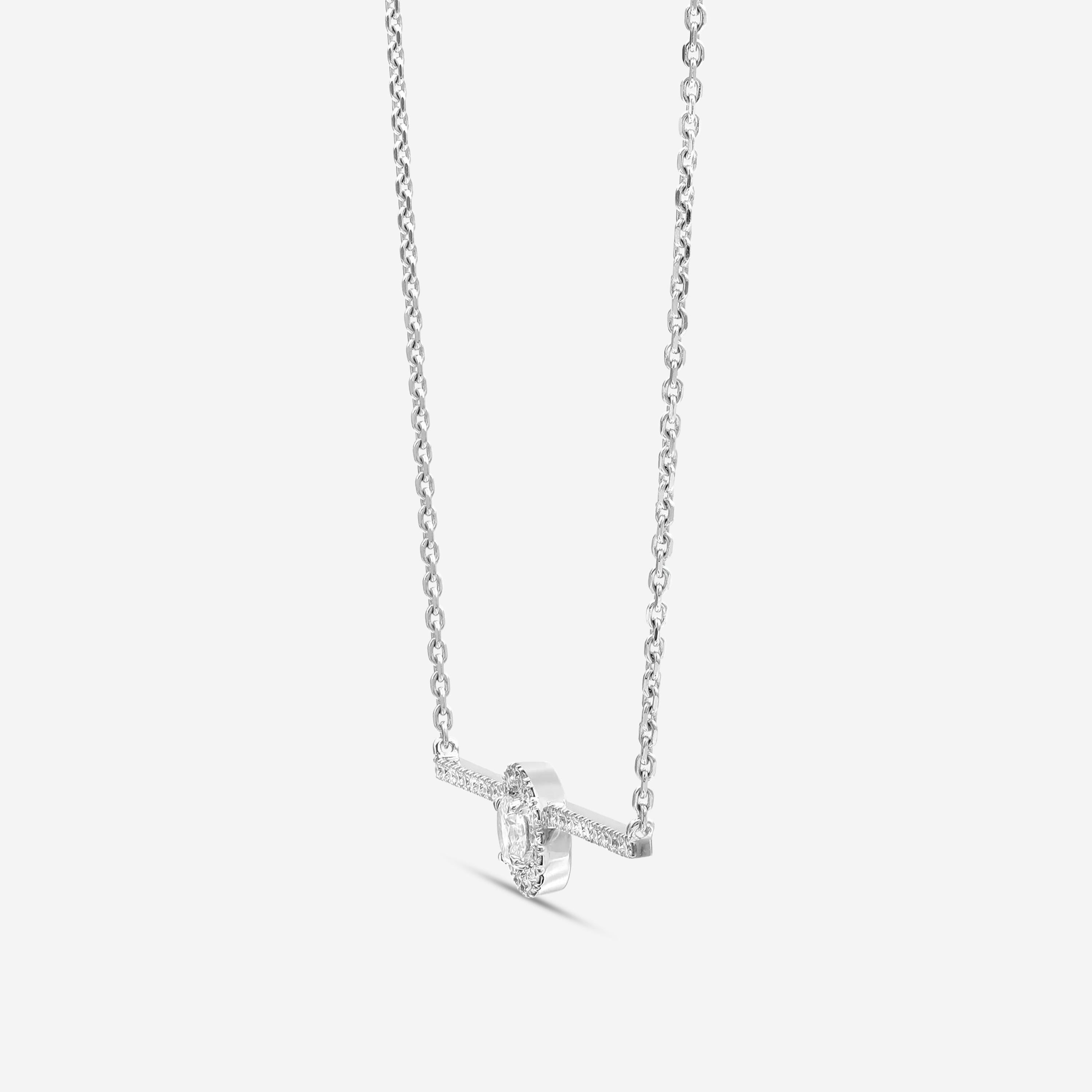 Messika Glam'Azone 18K White Gold Diamond Chain Bar Necklace 06139-WG