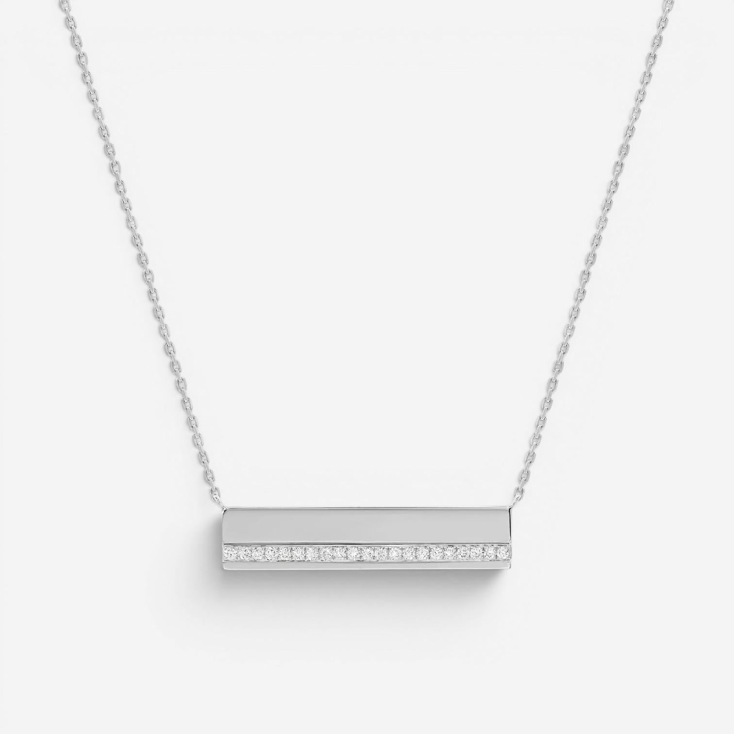 Messika Kate 18K White Gold Diamond Horizontal Bar Pendant Necklace 05818-WG