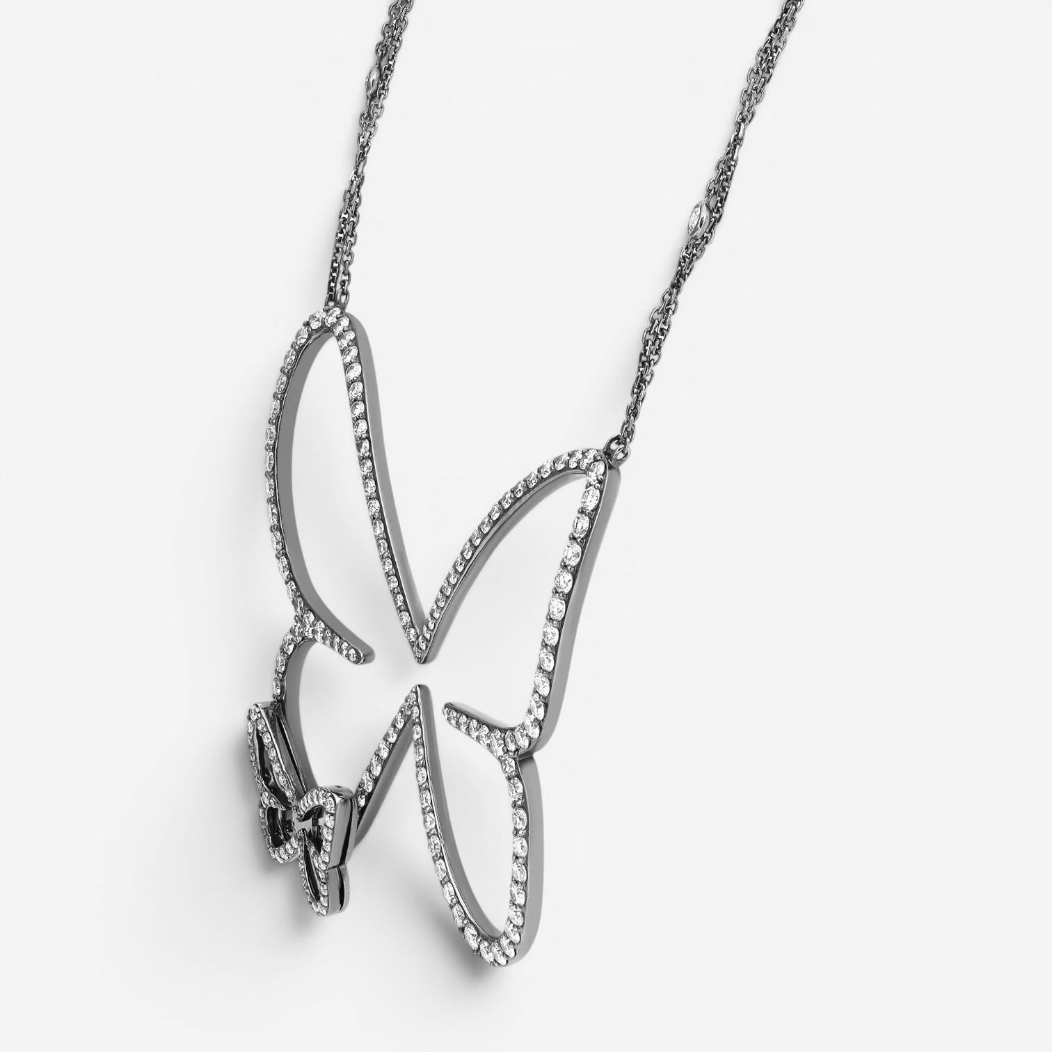Messika Butterfly 18K Blackened White Gold Diamond Pendant Necklace 04788-BG