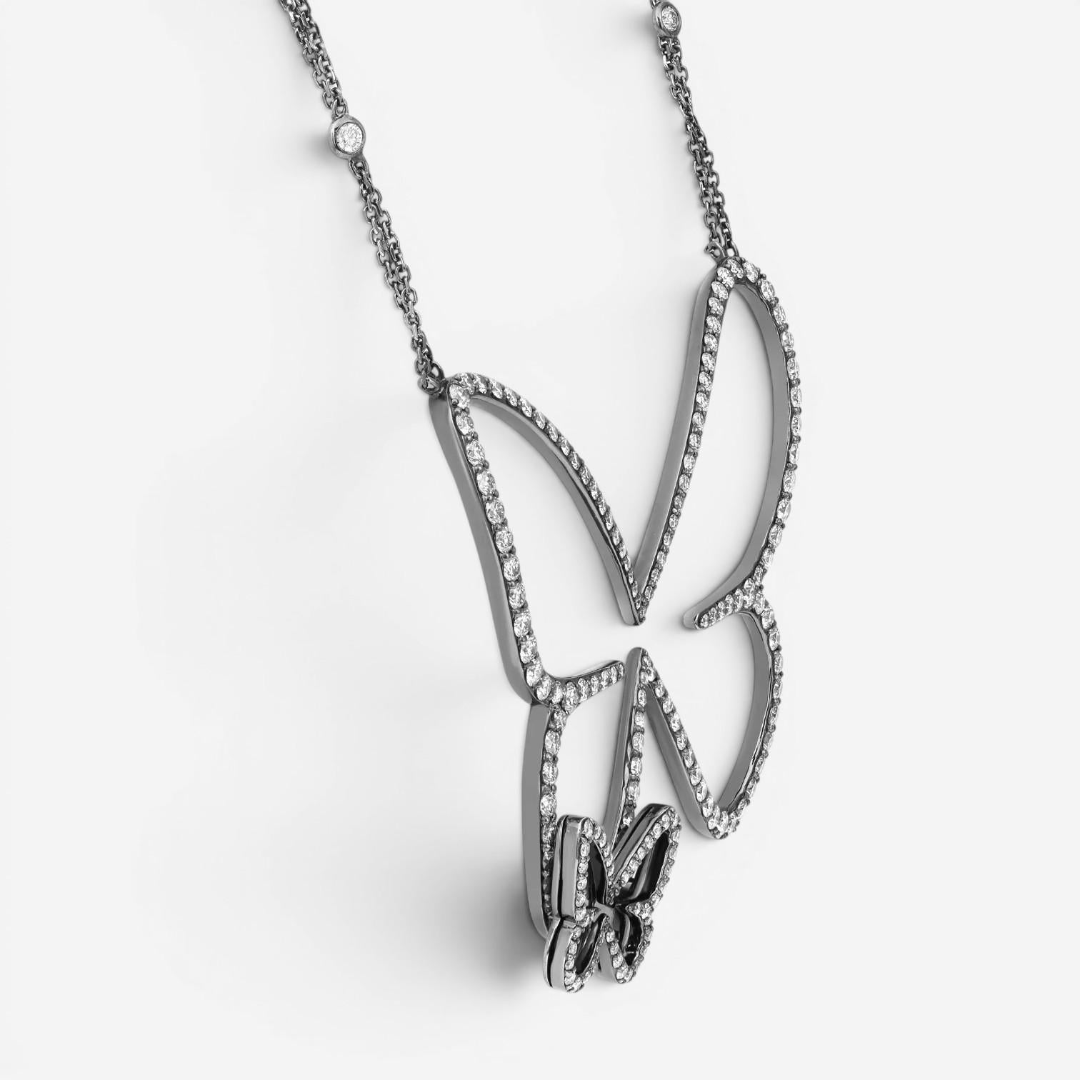 Messika Butterfly 18K Blackened White Gold Diamond Pendant Necklace 04788-BG