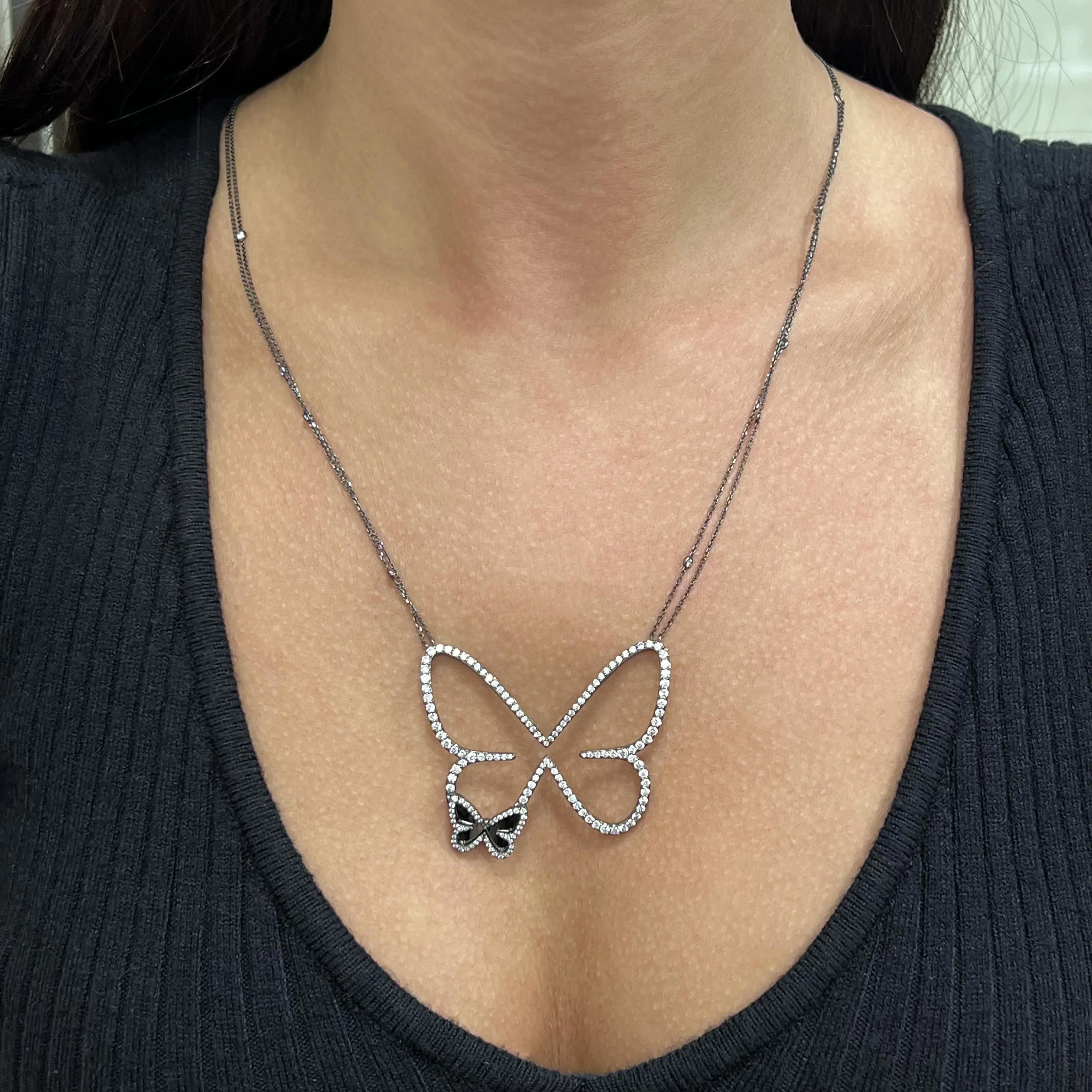 Messika Butterfly 18K Blackened White Gold Diamond Pendant Necklace 04788-BG