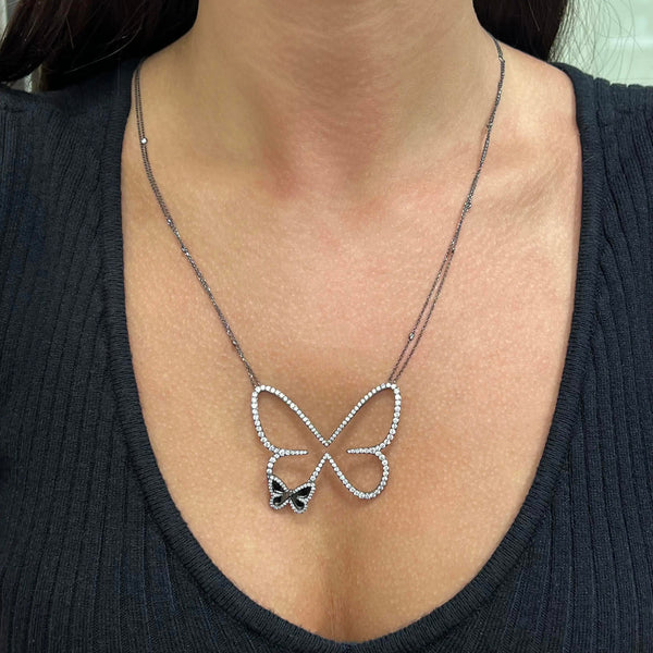 Messika Butterfly 18K Blackened White Gold Diamond Pendant Necklace 04788-BG