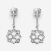Messika Eden Dormeuses 18K White Gold Diamond Flower Drop Earrings 05275-WG