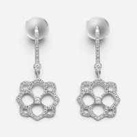 Messika Eden Dormeuses 18K White Gold Diamond Flower Drop Earrings 05275-WG