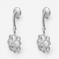 Messika Eden Dormeuses 18K White Gold Diamond Flower Drop Earrings 05275-WG