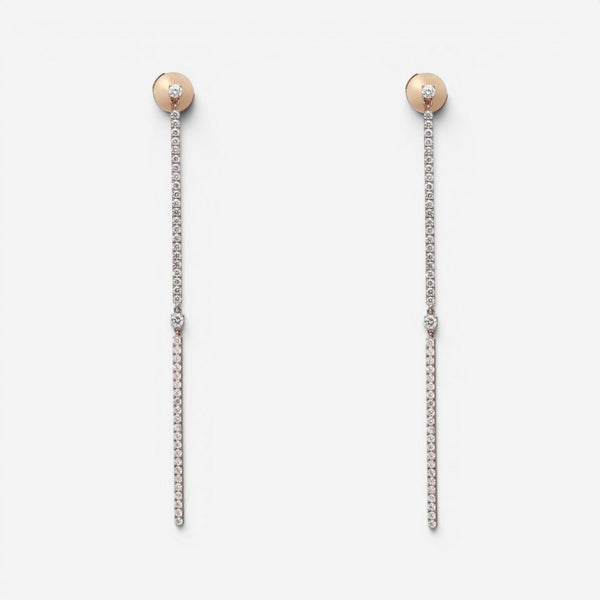 Messika 2 Barrettes Gatsby 18K Rose Gold Diamond Drop Earrings 05447-PG
