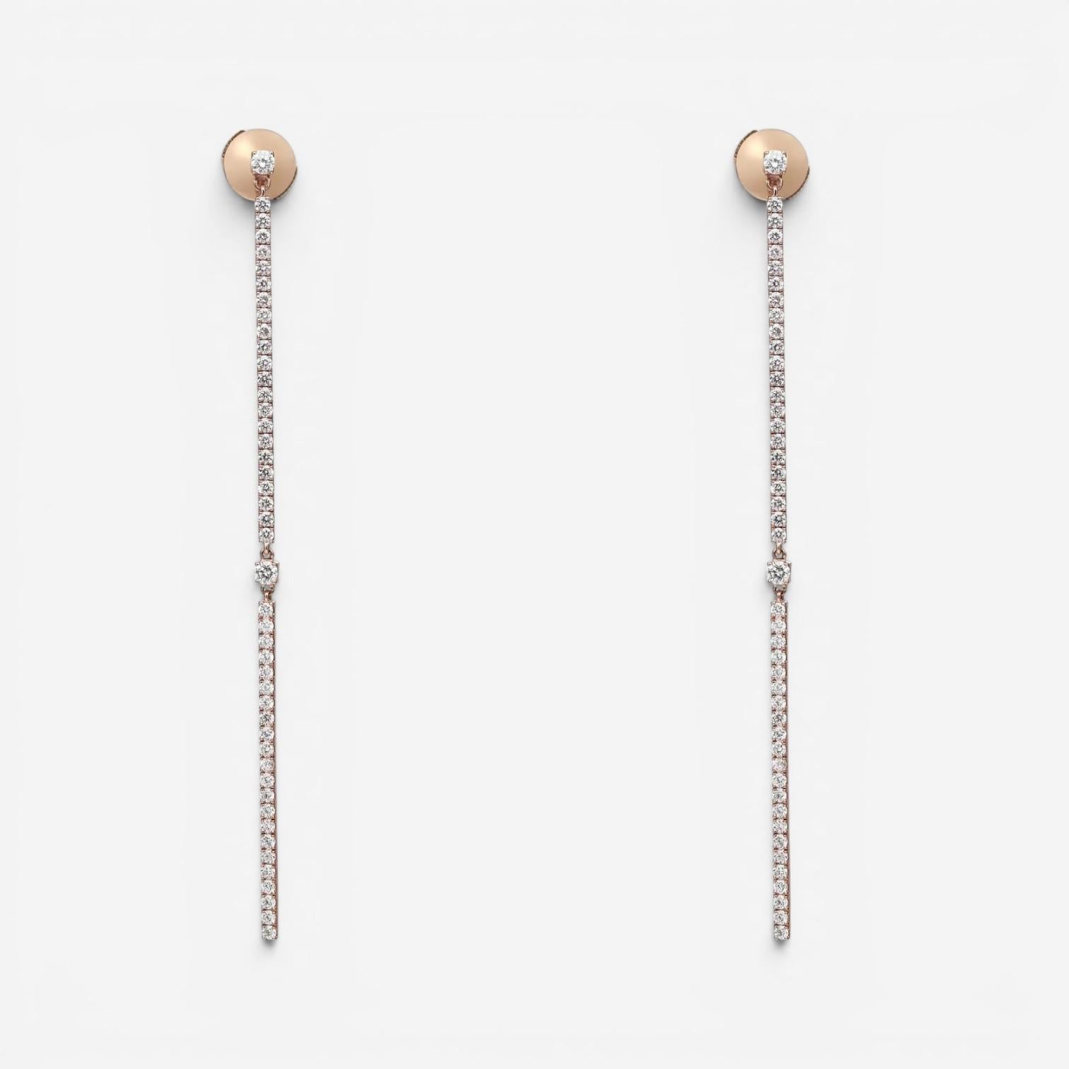 Messika 2 Barrettes Gatsby 18K Rose Gold Diamond Drop Earrings 05447-PG