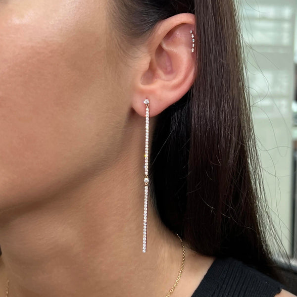 Messika 2 Barrettes Gatsby 18K Rose Gold Diamond Drop Earrings 05447-PG