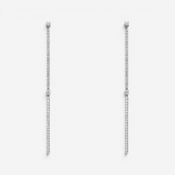 Messika 2 Barrettes Gatsby 18K White Gold Diamond Drop Earrings 05447-WG