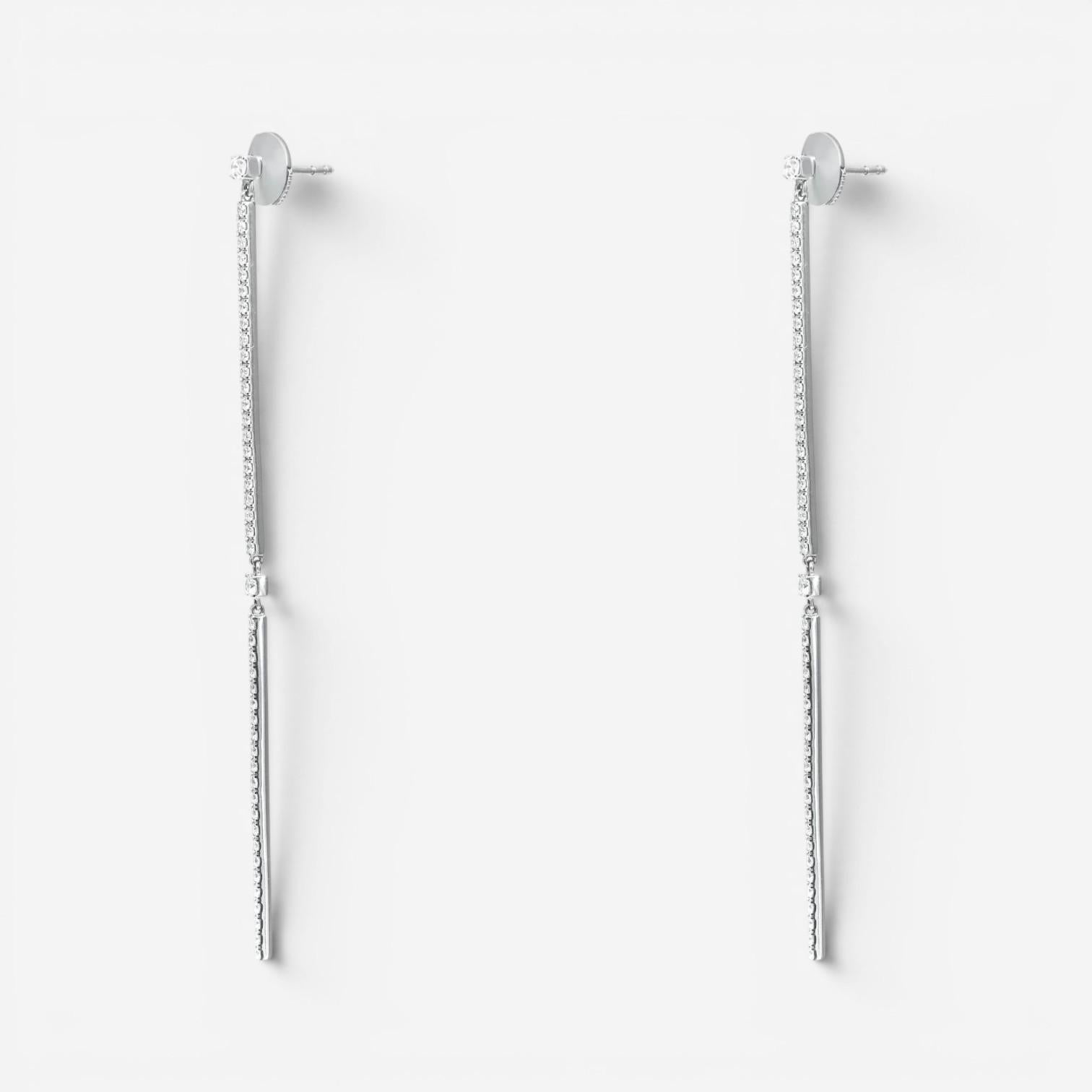 Messika 2 Barrettes Gatsby 18K White Gold Diamond Drop Earrings 05447-WG