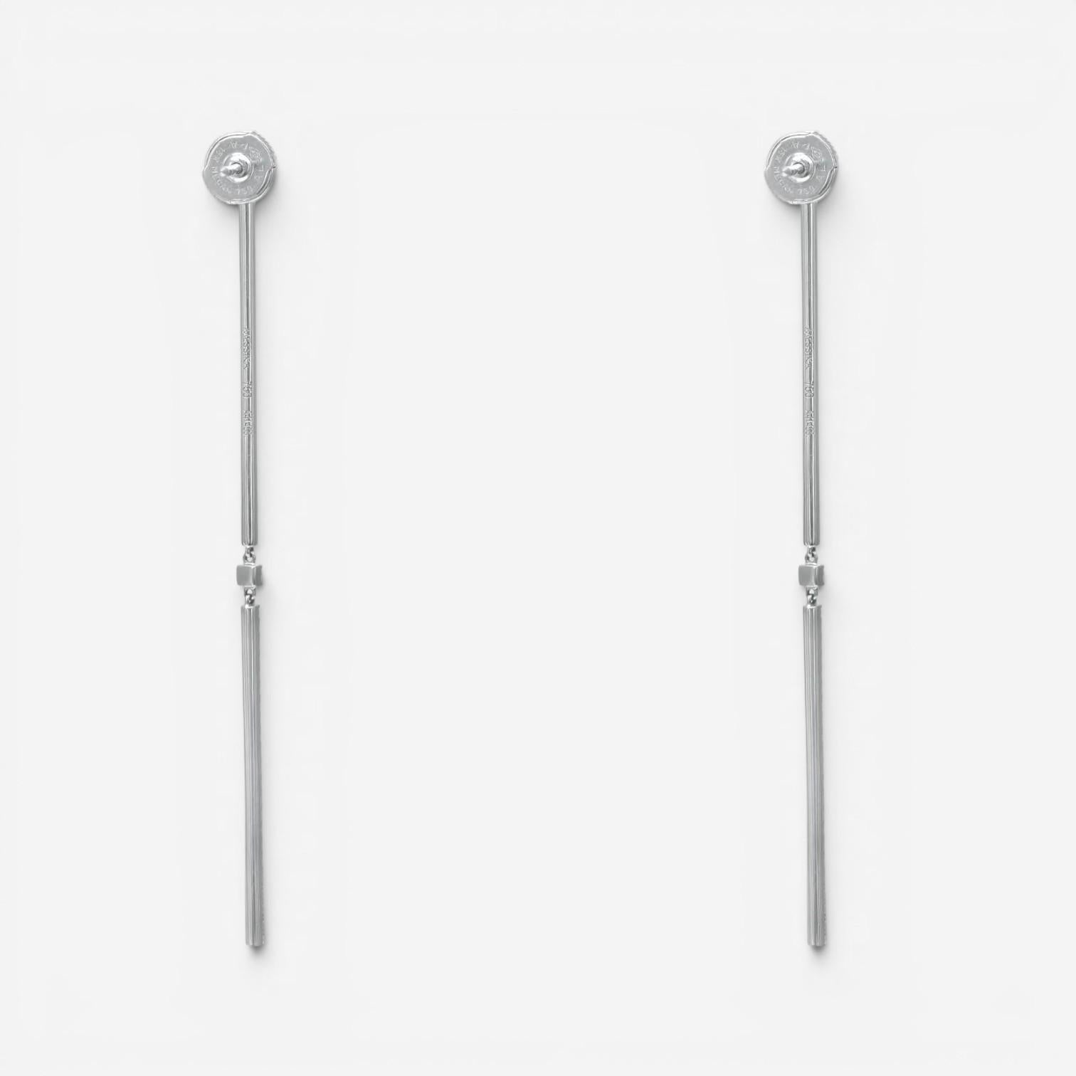 Messika 2 Barrettes Gatsby 18K White Gold Diamond Drop Earrings 05447-WG