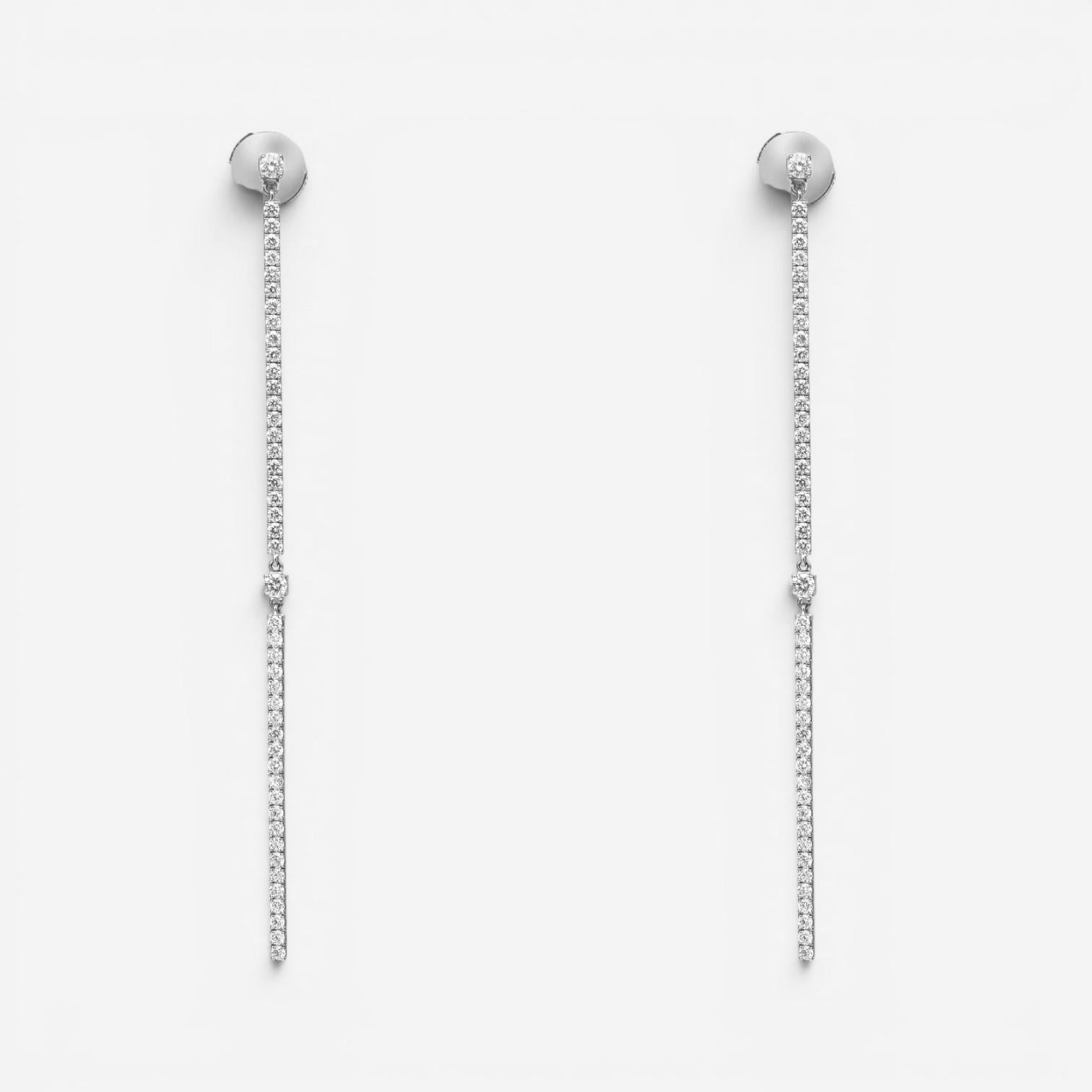 Messika 2 Barrettes Gatsby 18K White Gold Diamond Drop Earrings 05447-WG