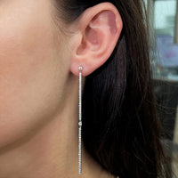 Messika 2 Barrettes Gatsby 18K White Gold Diamond Drop Earrings 05447-WG
