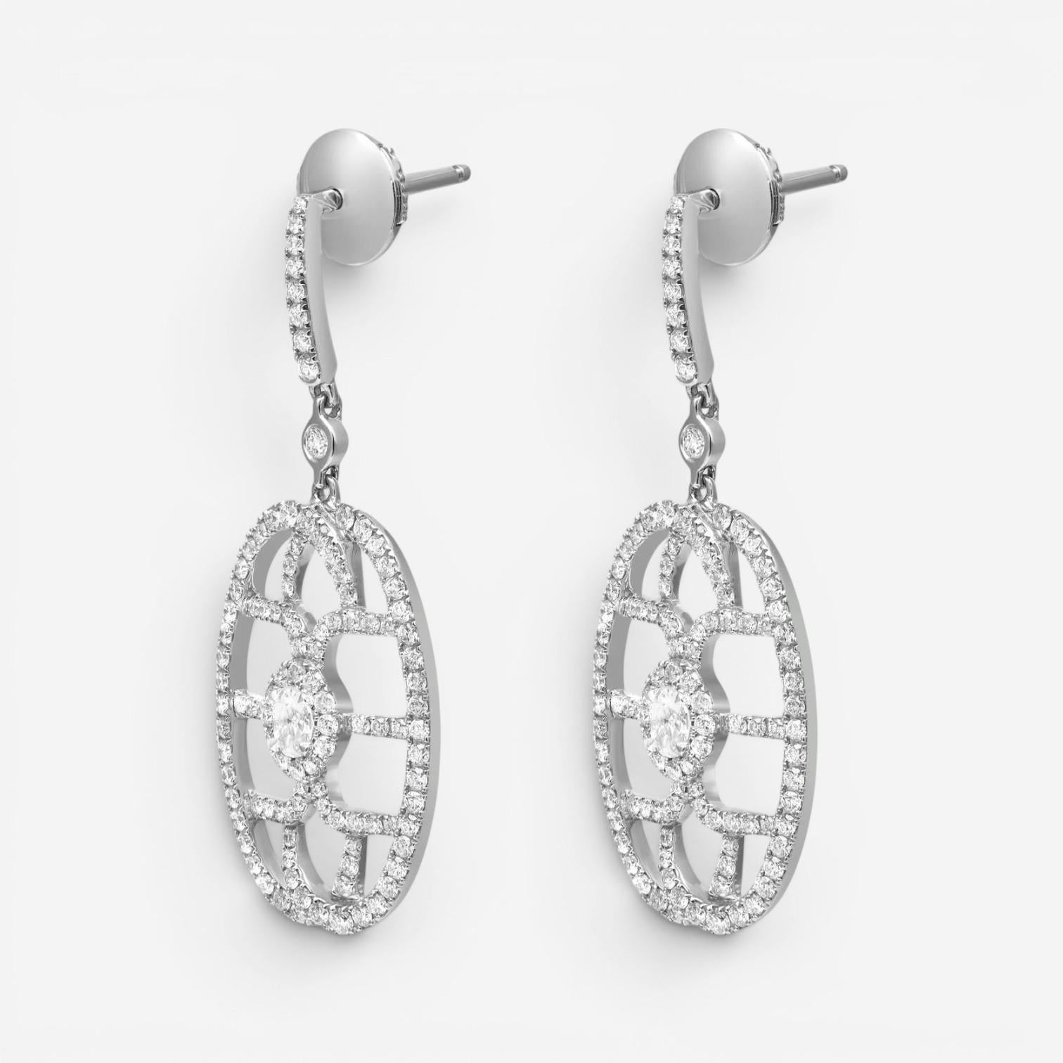 Messika New Amazone 18K White Gold Diamond Drop Earrings 05470-WG