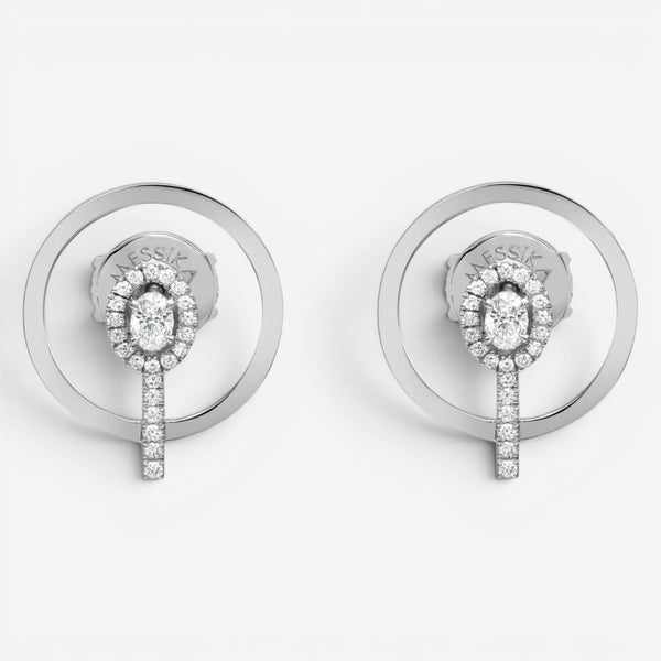 Messika Glam'Azone Graphic 18K White Gold Diamond Earrings 07179-WG