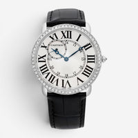 Cartier Ronde Louis 18K White Gold Diamond Manual Wind Men's Watch WR007002