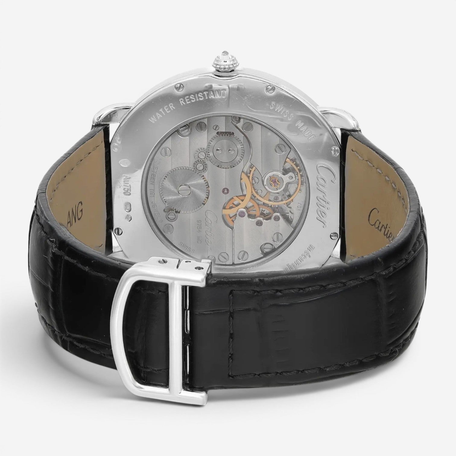 Cartier Ronde Louis 18K White Gold Diamond Manual Wind Men's Watch WR007002