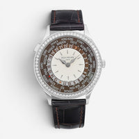 Patek Philippe World Time 18K White Gold Diamond Automatic Men's Watch 7130G-001