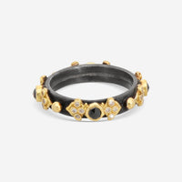 Armenta Midnight Blackened Sterling Silver Diamond Stack Band Ring Sz. 7 04358