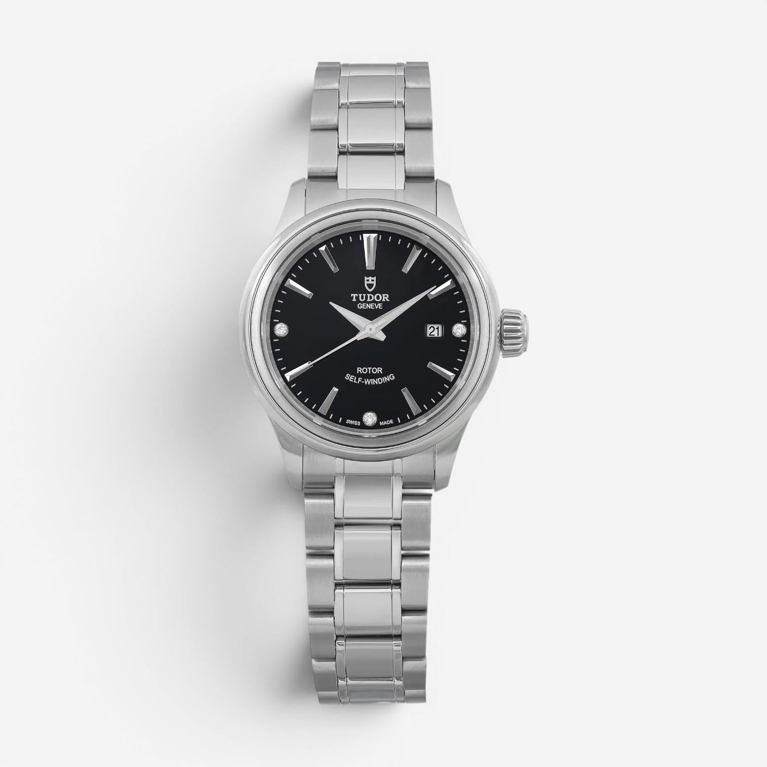 Tudor Style Stainless Steel Diamond Automatic Ladies Watch 12100-0004