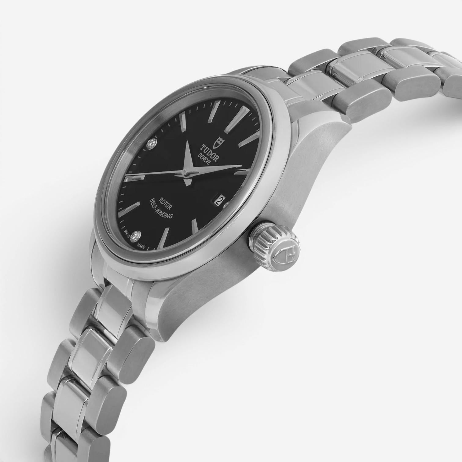 Tudor Style Stainless Steel Diamond Automatic Ladies Watch 12100-0004