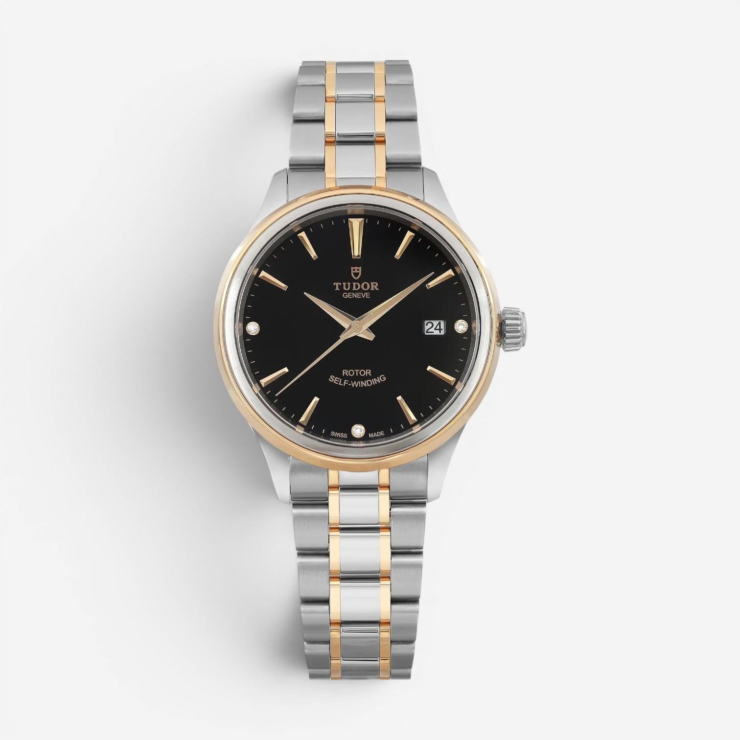 Tudor Style Stainless Steel & 18K Yellow Gold Diamond Automatic Ladies Watch 121