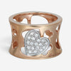 Salvini 18K Rose & White Gold Diamond Hearts Cut Out Wide Band Ring Sz. 7 044100