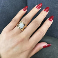 Salvini 18K Rose & White Gold Diamond Hearts Cut Out Wide Band Ring Sz. 7 044100