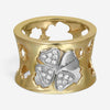 Salvini 18K Yellow & White Gold Diamond Floral Cut Out Wide Band Ring Sz. 7 0441