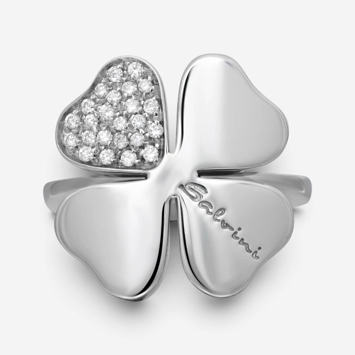 Salvini 18K White Gold Diamond Floral Cocktail Ring Sz. 7.25 044116
