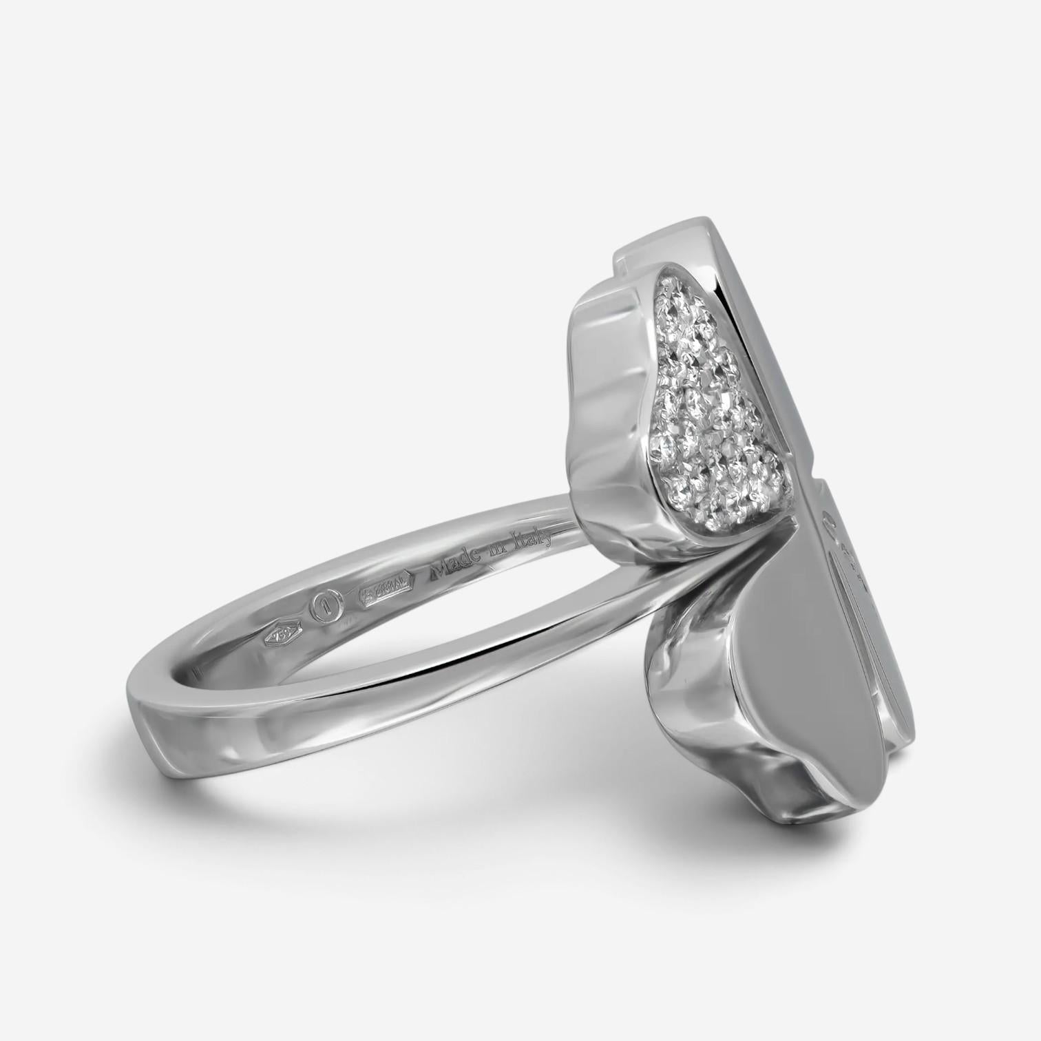 Salvini 18K White Gold Diamond Floral Cocktail Ring Sz. 7.25 044116