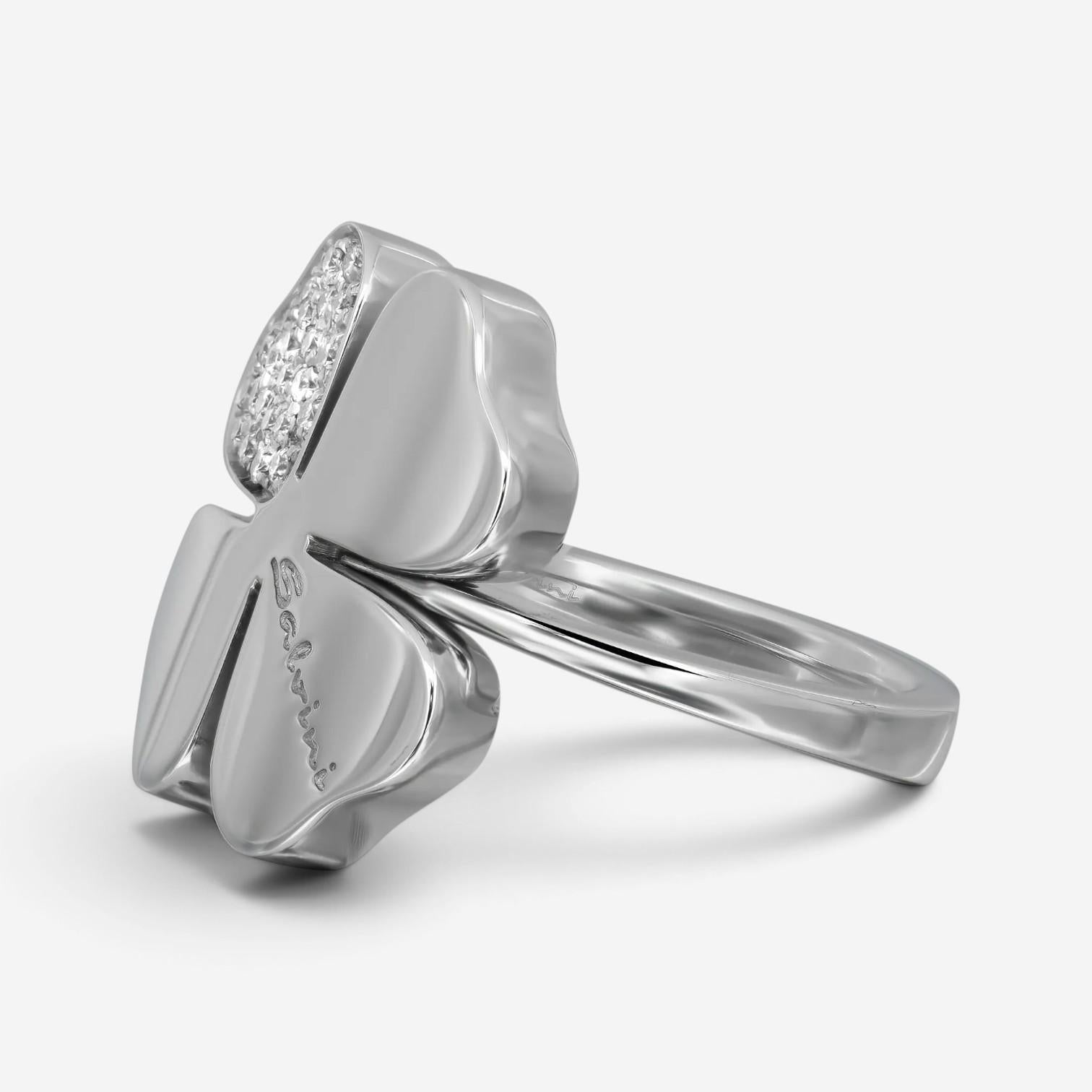 Salvini 18K White Gold Diamond Floral Cocktail Ring Sz. 7.25 044116