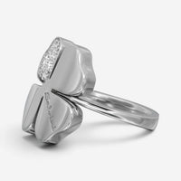 Salvini 18K White Gold Diamond Floral Cocktail Ring Sz. 7.25 044116