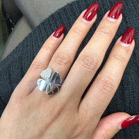 Salvini 18K White Gold Diamond Floral Cocktail Ring Sz. 7.25 044116