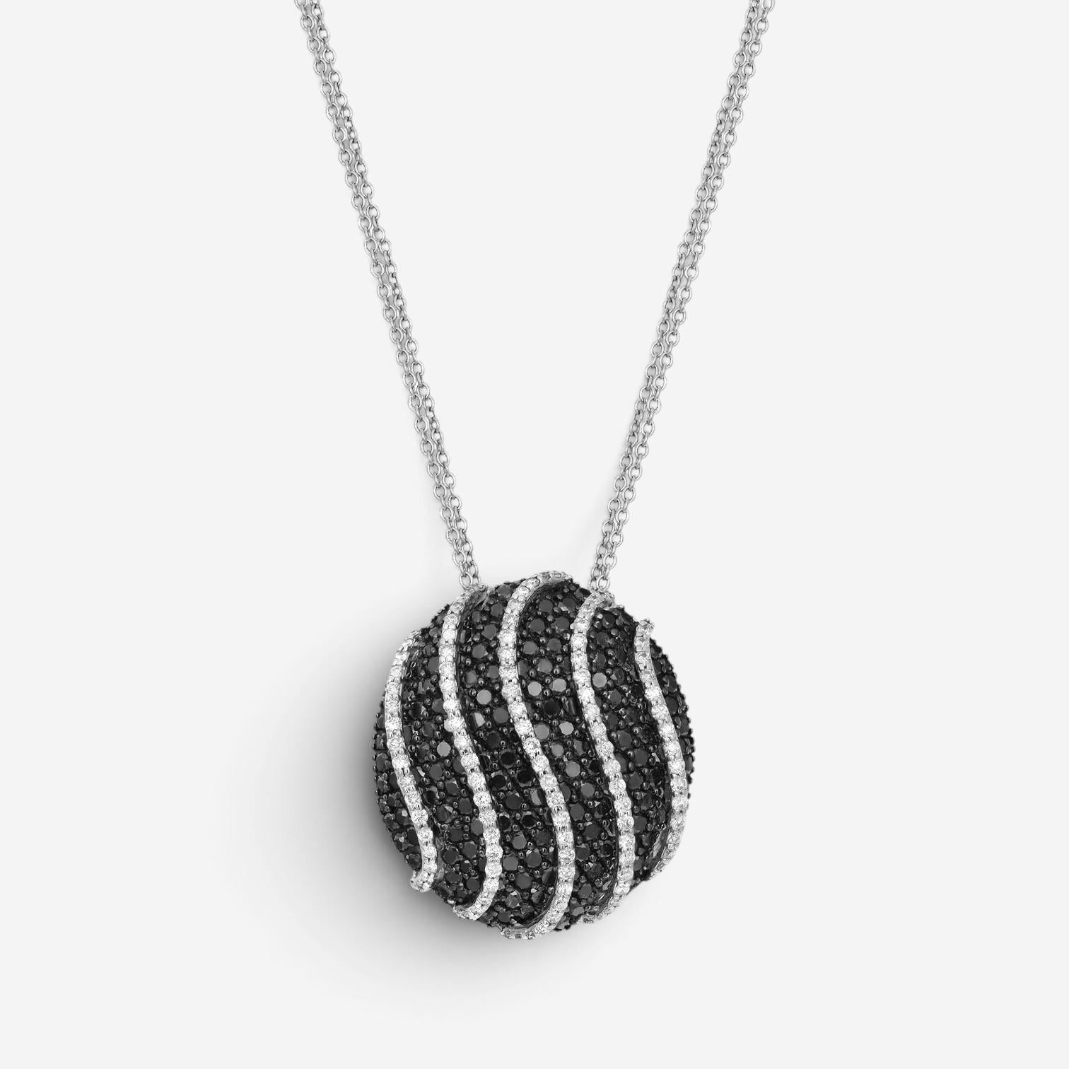 Salvini 18K White Gold Black & White Diamond Round Pendant Necklace 044127