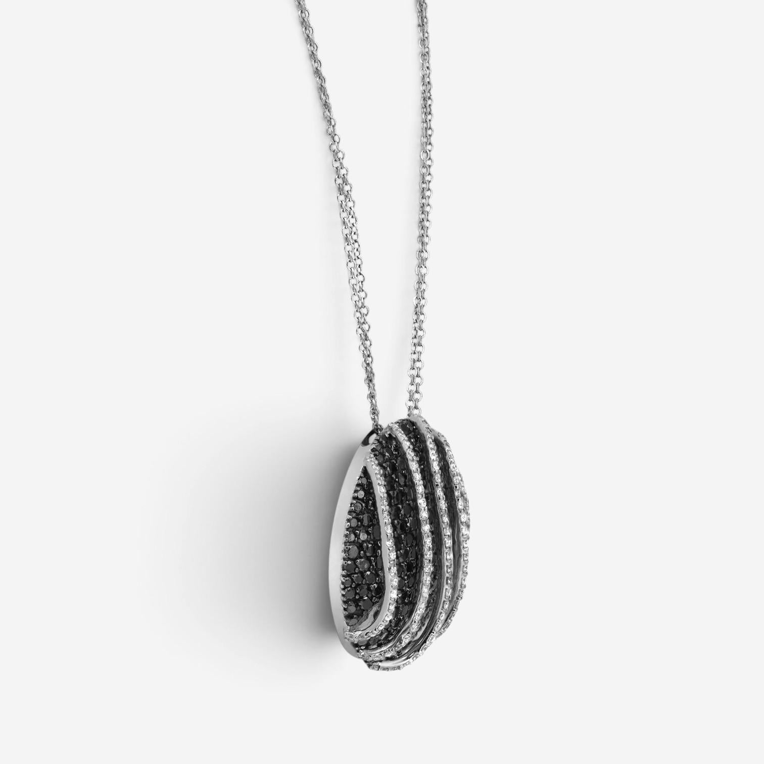 Salvini 18K White Gold Black & White Diamond Round Pendant Necklace 044127